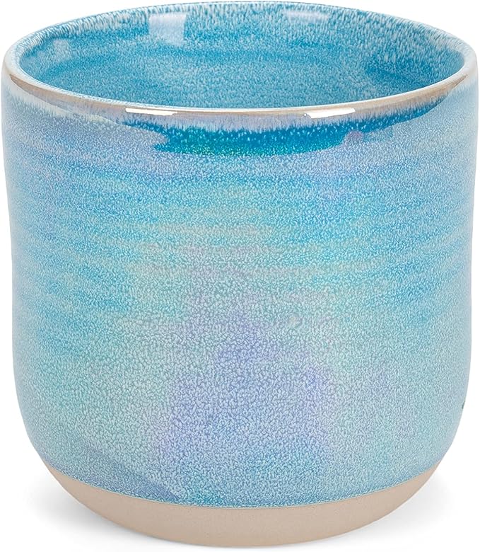 Elanze Designs Glossy Reactive Glaze Large 17 Fluid Ounce Everyday Kitchen Food Grade Ceramic Stoneware Coffee Mug Cup with Comfort Curved Handles, Set of 4, Blue