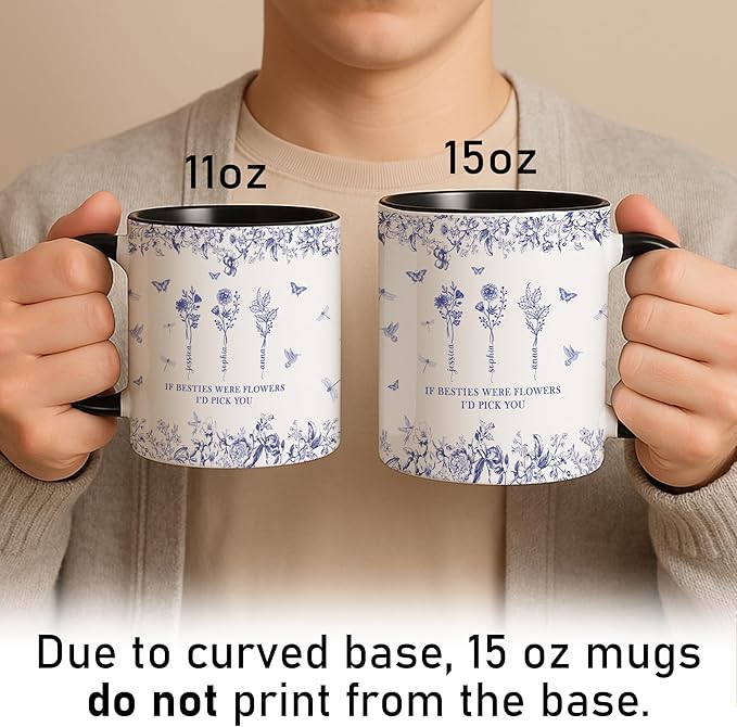 Personalized Best Friend Mug - Custom Floral Design - Birthday Gift for Bestie - Unique Friendship Cup - Thoughtful Gift for Best Friends - Custom Photo Mug for Best Friends