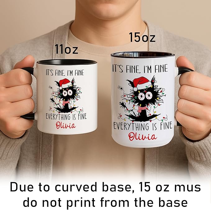 Personalized Christmas Hot Cocoa Mug – Custom Funny Cat Cup with Name – Holiday Gift for Friends, Mom, Dad, or Loved Ones – Unique Christmas Coffee Mug for Festive Cheer