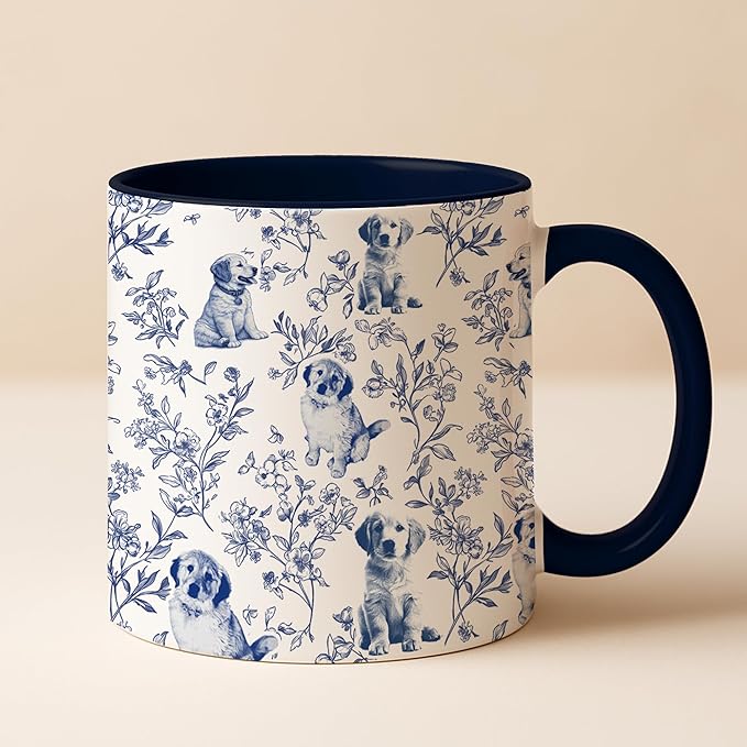 Personalized Dog Mug Custom Pet Portrait Coffee Cup With Photo, Unique Dog Lover Gift For Women And Men, Cute Puppy Pattern Tea Cup, Customizable Ceramic Name Mug For Pet Owners