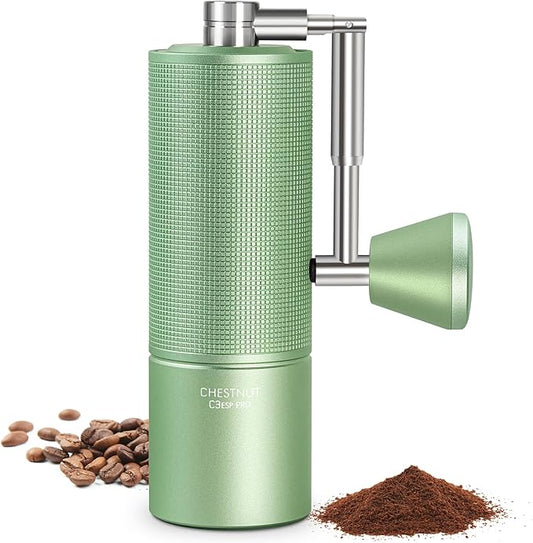 TIMEMORE Chestnut C3 ESP Pro Hand Coffee Grinder, Stainless Steel S2C Conical Burr Manual Coffee Grinder with Foldable Handle, Adjustable Grind Setting for Espresso to French Press - Green