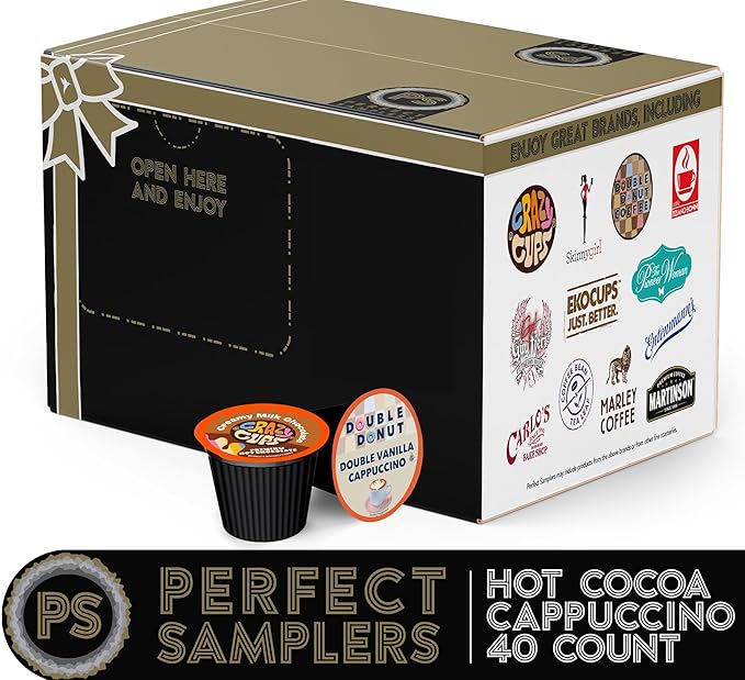 Crazy Cups Cappuccino & Hot Chocolate Variety Pack, Gift Set for Keurig K Cup Machines, 40 Count