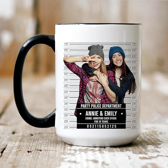Personalized Best Friend Mug – Custom Name Photo Mug, Birthday, Anniversary, Going Away Gifts for Besties, Customizable Ceramic Cup