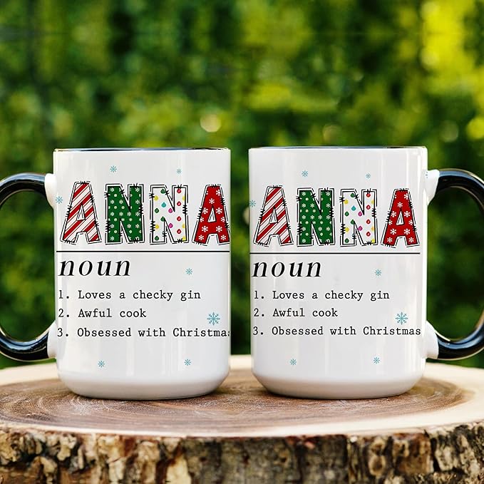 Personalized Funny Christmas Hot Cocoa Mug – Santa Gift, Unique White Elephant Exchange Present – Custom Name Ceramic Holiday Coffee Cup, Gag Gift for Friends & Family