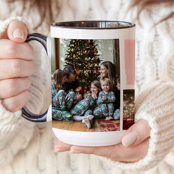 Personalized Funny Christmas Hot Cocoa Mug – Santa Gift, Unique White Elephant Exchange Present – Custom Family Photo Coffee Cup, Holiday Keepsake Ceramic Mug for Friends, Parents