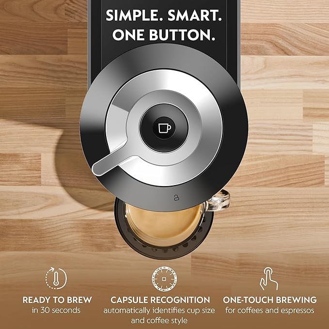 Nespresso Vertuo Next Deluxe Coffee and Espresso Maker, Pure Chrome with Aeroccino Milk Frother,1.1 liter, Black,Dark Chrome