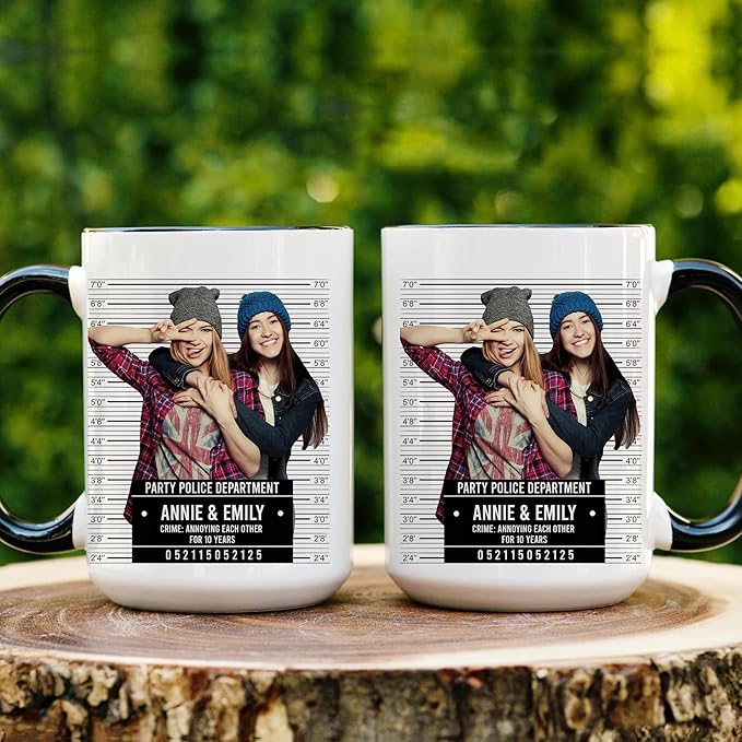 Personalized Best Friend Mug – Custom Name Photo Mug, Birthday, Anniversary, Going Away Gifts for Besties, Customizable Ceramic Cup
