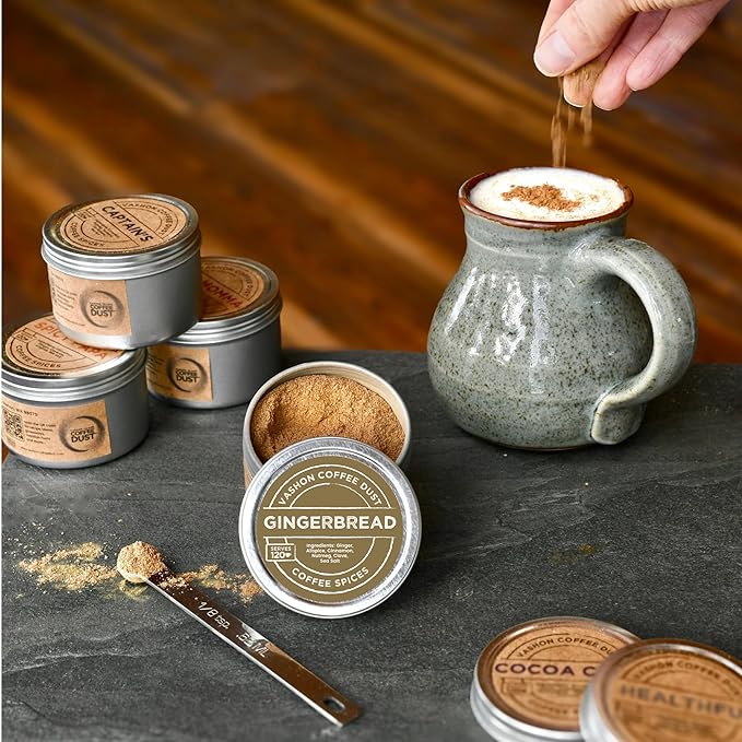 Coffee Dust Flavoring Powder, Gingerbread (120 Servings) – Pumpkin Spice Coffee Dusting Flavor, All Natural Syrup Alternative, Adds Aroma, Taste & Wellness to Drinks, Tea & Foods