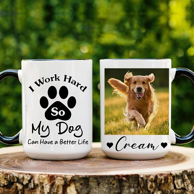 Personalized Dog Mug - Custom Pet Photo Cup - Birthday Christmas Graduation Gift For Dog Mom From Daughter - Unique Coffee Mug For Women And Dog Lover Present