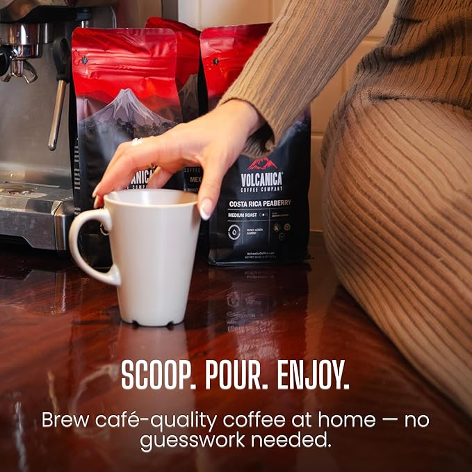 Volcanica Espresso Whole Beans Coffee, Dark Roast 100% Arabica, Espresso Roast, Bold Sweet Flavor, Fresh Roasted, Kosher, Vegan, Gluten-Free, 16 oz
