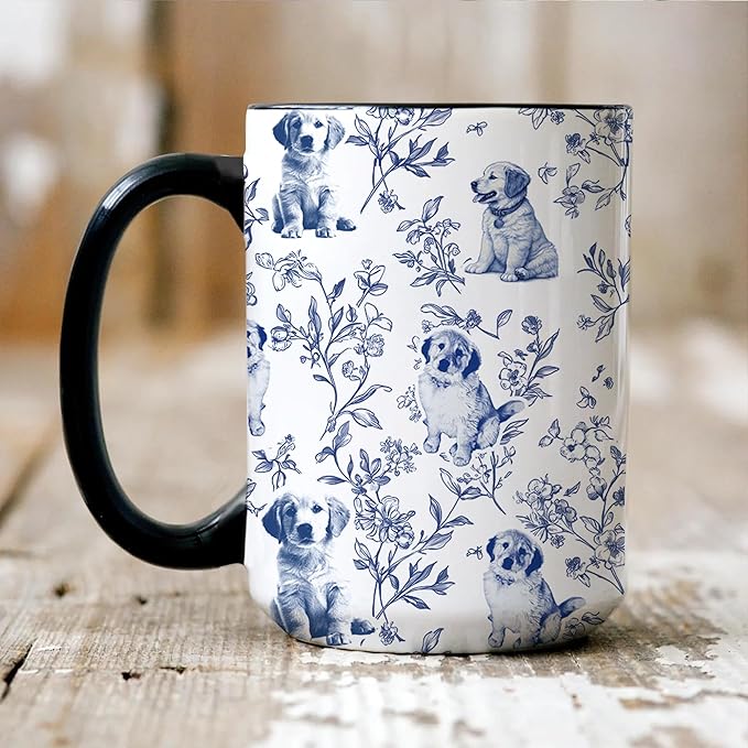 Personalized Dog Mug Custom Pet Portrait Coffee Cup With Photo, Unique Dog Lover Gift For Women And Men, Cute Puppy Pattern Tea Cup, Customizable Ceramic Name Mug For Pet Owners