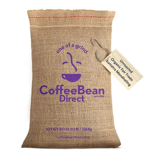 Coffee Bean Direct Unroasted Organic Fair Trade Sumatra Mandheling, 5 Pound (Pack of 1)