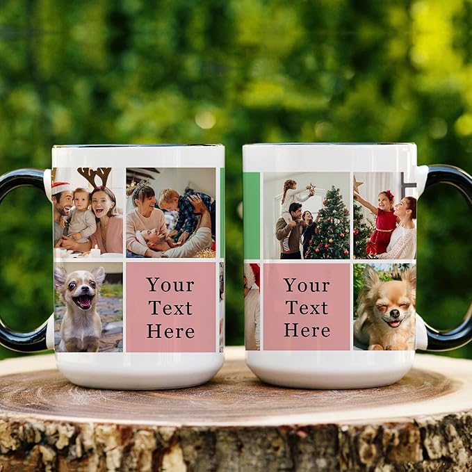 Personalized Funny Christmas Hot Cocoa Mug – Santa Gift, Unique White Elephant Exchange Present – Custom Photo Collage Ceramic Coffee Cup for Family, Friends, Holiday Memories