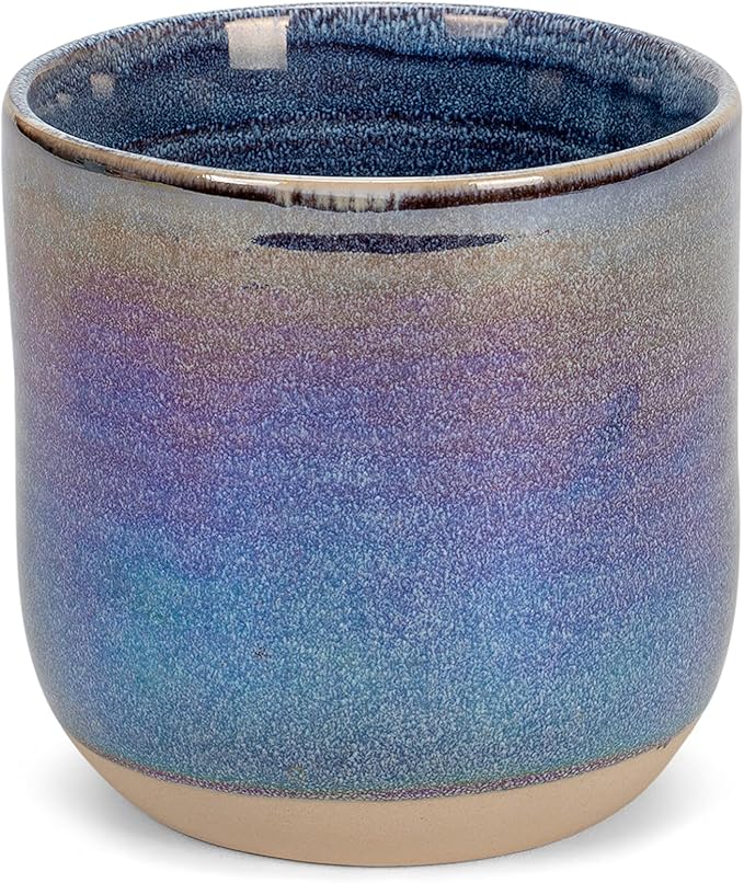 Elanze Designs Glossy Reactive Glaze Large 17 Fluid Ounce Everyday Kitchen Food Grade Ceramic Stoneware Coffee Mug Cup with Comfort Curved Handles, Set of 4, Purple Rainbow