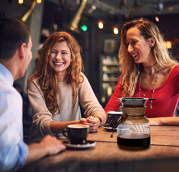 AGOGO Pour Over Coffeemaker Dripper with 304 Stainless Steel Filters Carafe High Capacity 8 Cup