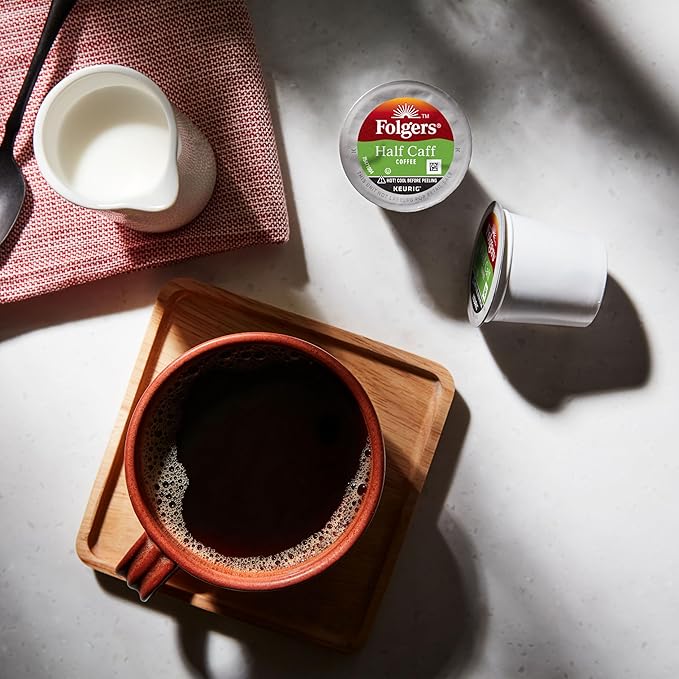 Folgers Half Caff Coffee, Medium Roast, Keurig K-Cup Pods, 10 Count