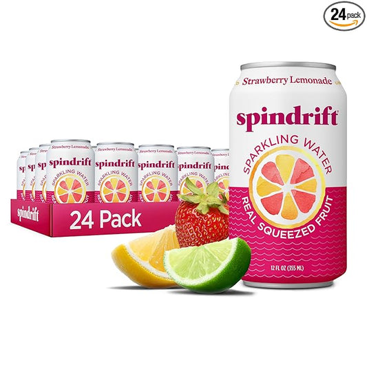 Spindrift Strawberry Lemonade Can 12 Ounce (Pack of 24)