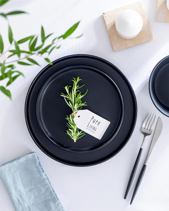 Coffee Cups Set of 2 Manhattan - Premium Stoneware for Dishwasher, Microwave - Mug Set Black Matt - Stylish Tea and Coffee Cups - Pure Living Crockery Urban Black Line