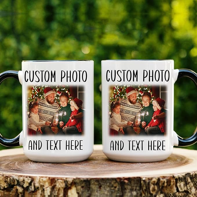 Personalized Photo Coffee Mug – Custom Picture Cup with Text for Women, Men, and Dad – Unique Ceramic Tea & Coffee Mug, Personalized Christmas Gift, Everyday Use Keepsake