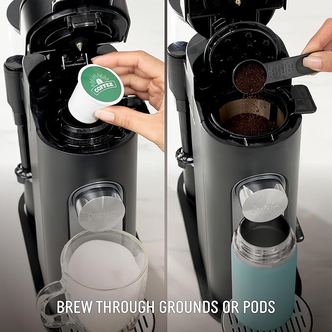 Ninja | Coffee Maker | Single Serve |Brew with Coffee Pods & Grounds| Compatible with K-Cup Coffee Pods | 4 Brew Styles, up to 24oz Cup Sizes & 56oz Removable Reservoir | Black | PB051