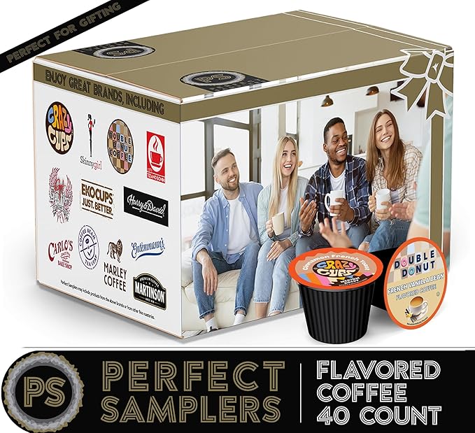 Flavored Coffee Pods Variety Pack for Keurig K Cups Brewers, Assorted Flavored Coffee Sampler, 40 Count