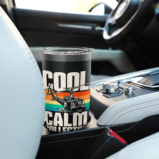 Calm Collective - Retro Helicopter Vintage Pilot Aviation Stainless Steel Insulated Tumbler