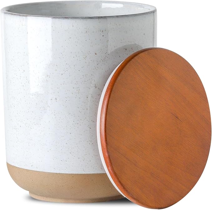 Ceramic Food Storage Jar,Coffee Canister for Countertop with Lids Airtight,Large Flour,Cereal,Spices,Beans,Rice and Candies Containers for Kitchen and Home,Farmhouse Kitchen Decor,80 OZ White