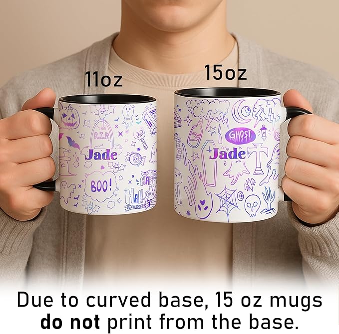 Personalized Halloween Mug 2025 – Cute Doodle Coffee Cup With Name – Fun Gift For Kids - Friends - Teens - Halloween - Birthday - Christmas