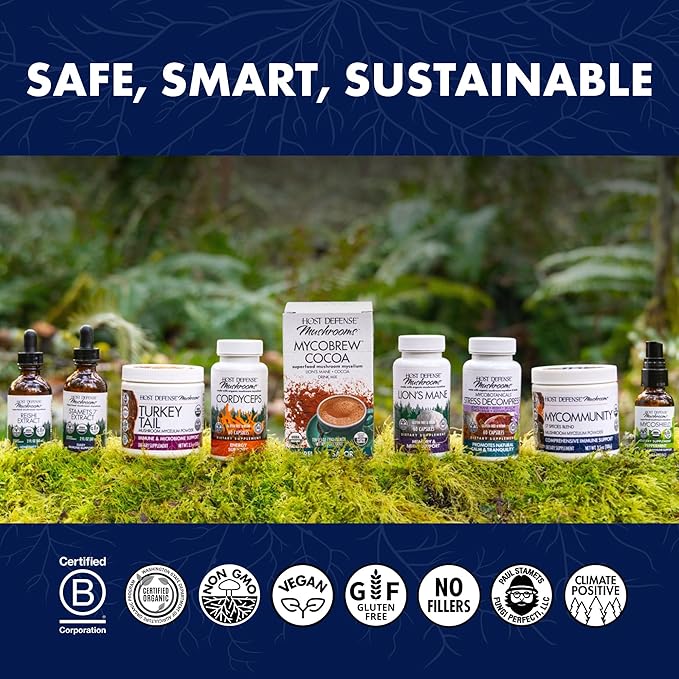 Host Defense Lion's Mane Powder - Brain Health Support Supplement - Mushroom Supplement to Support Focus & Memory Function - Immune & Nervous System Support Supplement - 7 oz (133 Servings)*