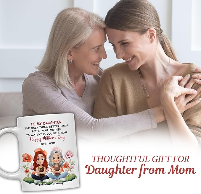 Wrappiness Personalized Mothers Day Mug for Daughter - To My Daughter Watching You Be A Mom Custom Coffee Cup Gifts from Mama Mother Mom Grandma Nana, Happy First Mothers Day Birthday Gifts