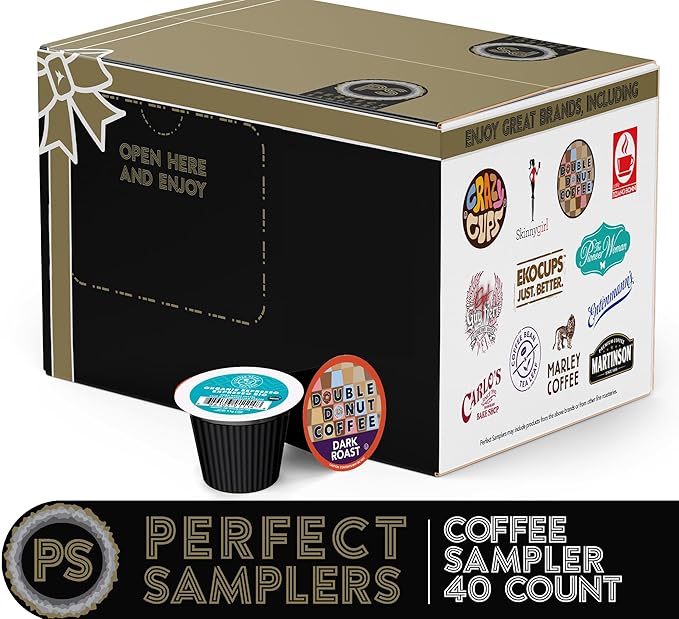 Crazy Cups Single Serve & K Cups Variety Pack, Including Unflavored Dark Roast & Medium Roast Pods, Pods Variety Pack for Keurig K Cups Machines, 40 Count