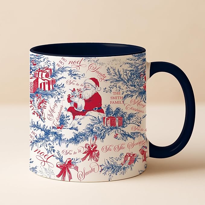 Personalized Christmas Hot Cocoa Mug – Custom Family Name Coffee Cup – Unique Holiday Gift for Friends, Mom, Dad – Festive Winter Ceramic Mug for Cocoa, Tea, or Coffee