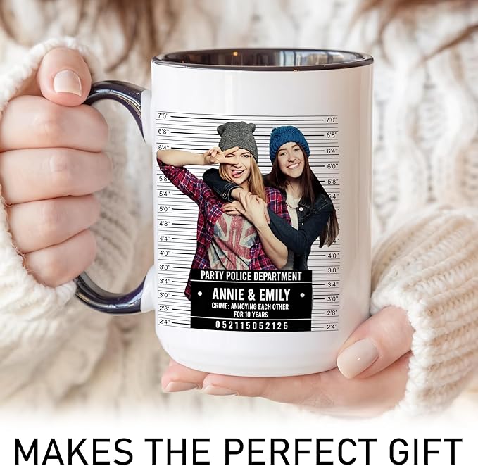 Personalized Best Friend Mug – Custom Name Photo Mug, Birthday, Anniversary, Going Away Gifts for Besties, Customizable Ceramic Cup