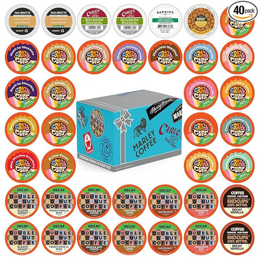 Flavored Decaf Coffee Pods Variety Pack, Great Mix of Decaffeinated Coffee Pods Compatible with all Keurig K Cups Brewers, 40 Count Bulk Pack