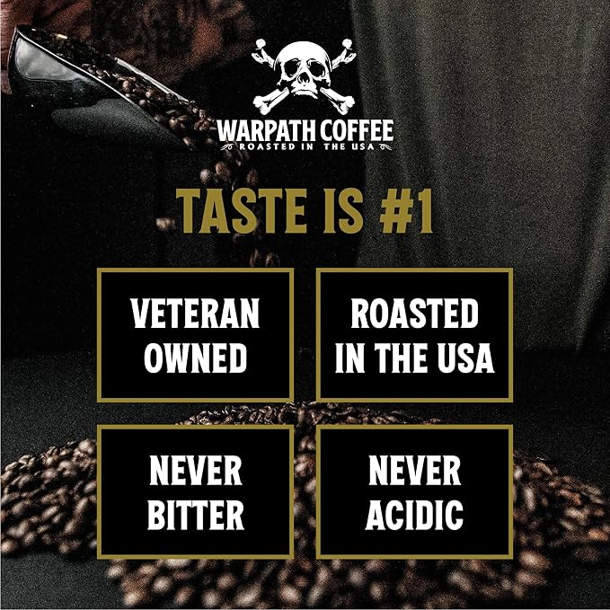 Warpath Coffee Light Roast Ground Coffee, Pumpkin Pie Blend, High Caffeine, Extra Strong Roasted 100% Arabica Ground Pumpkin Spice, Rich Aroma, Full-Bodied Intense Cup, Created by Navy SEALs, 12oz