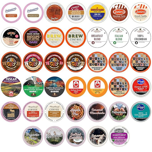 Coffee Variety Sampler, Including Dark Roast, Medium Roast, & Flavored Coffee Pods Variety Pack for Keurig K Cups Machines, Perfect Gift Set, 40 Count(Pack of 1)