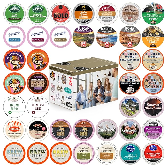Coffee Pods Variety Pack Sampler, Coffee Lovers Single-Serve Capsules & Pods For Keurig K Cup Machines, Assorted Variety Pack, 40 Count